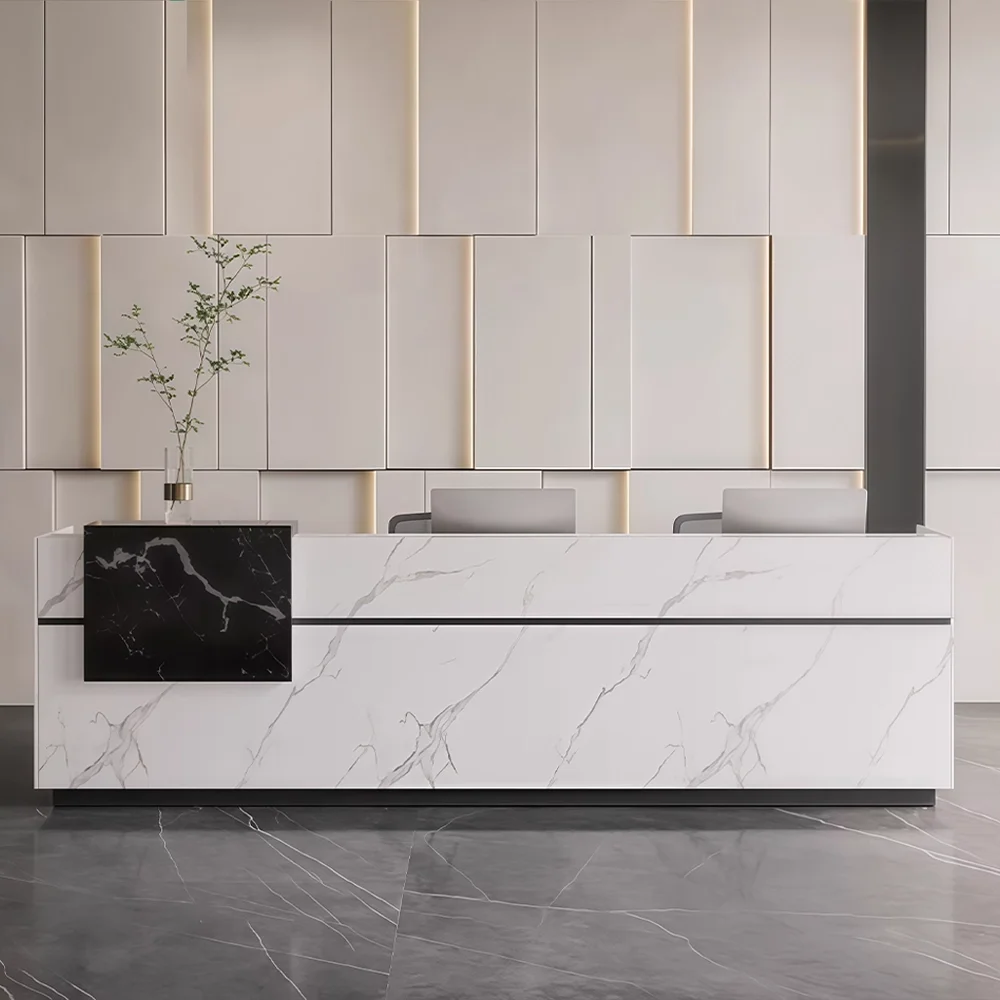 Two Tone Stone Texture Reception Desk - Maoters