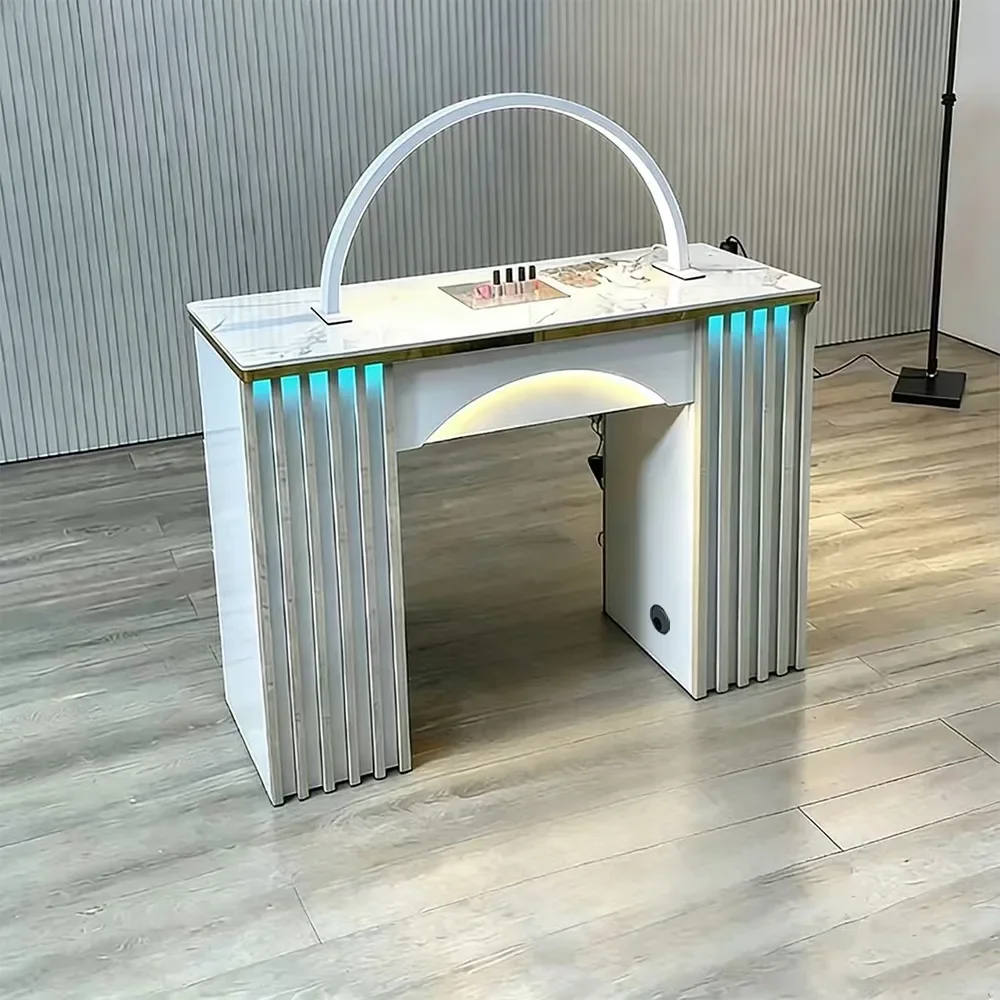 Multifunctional Marble Nail Table with LED Light