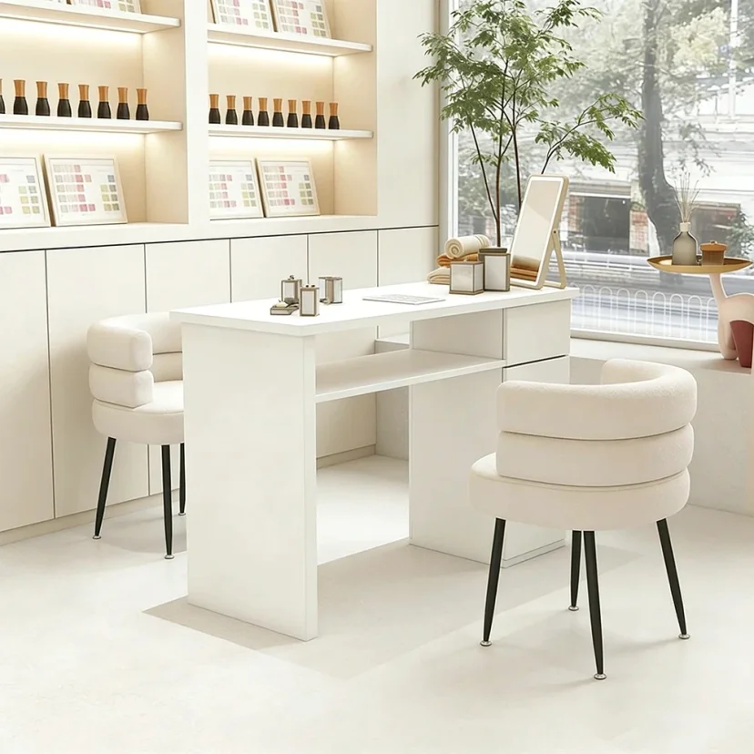 Nail Table with Dust Collector Marble Luxury