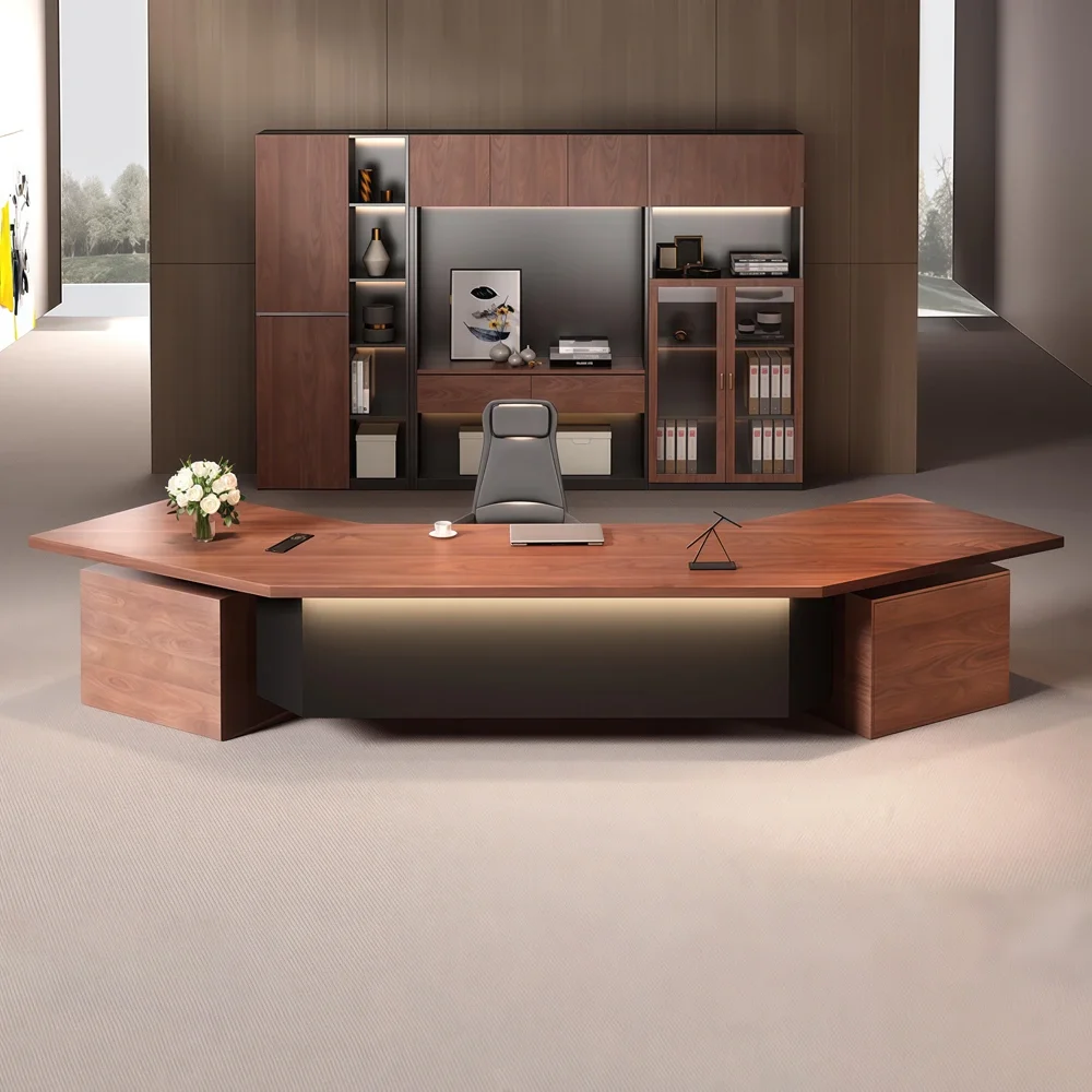 Spacious Office Hexagon LED Executive Desk - Maoters
