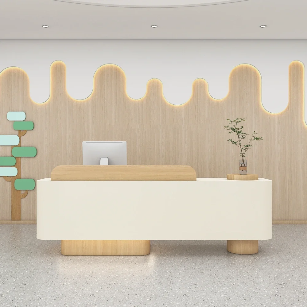 Modern Curved Reception Desk for Office Lobby - Maoters