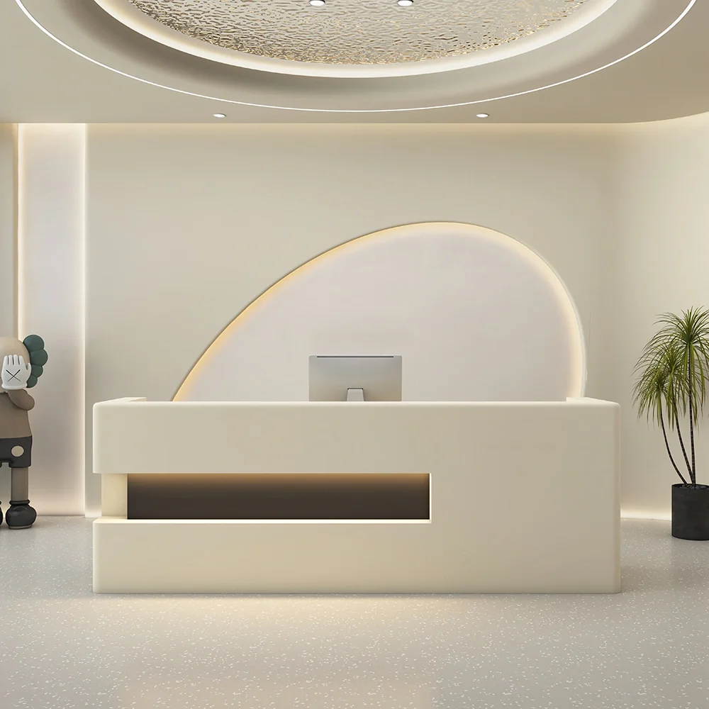 Light Luxury Beige Reception Desk - Maoters