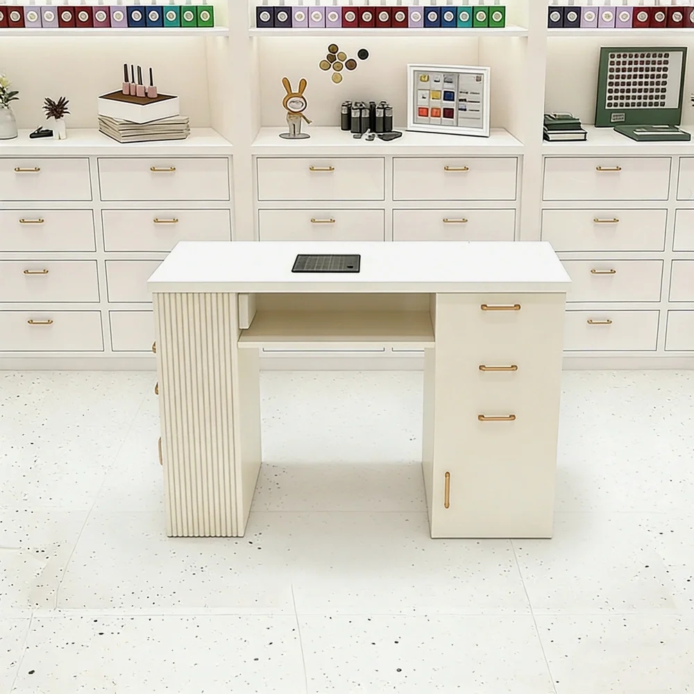 Luxury Cream Style Nail Table Set with Marble Top