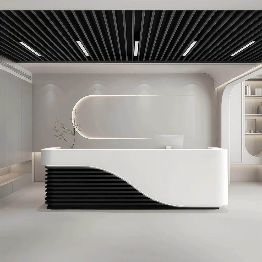 Minimal Lobby Two-Tone Reception Desk - Maoters
