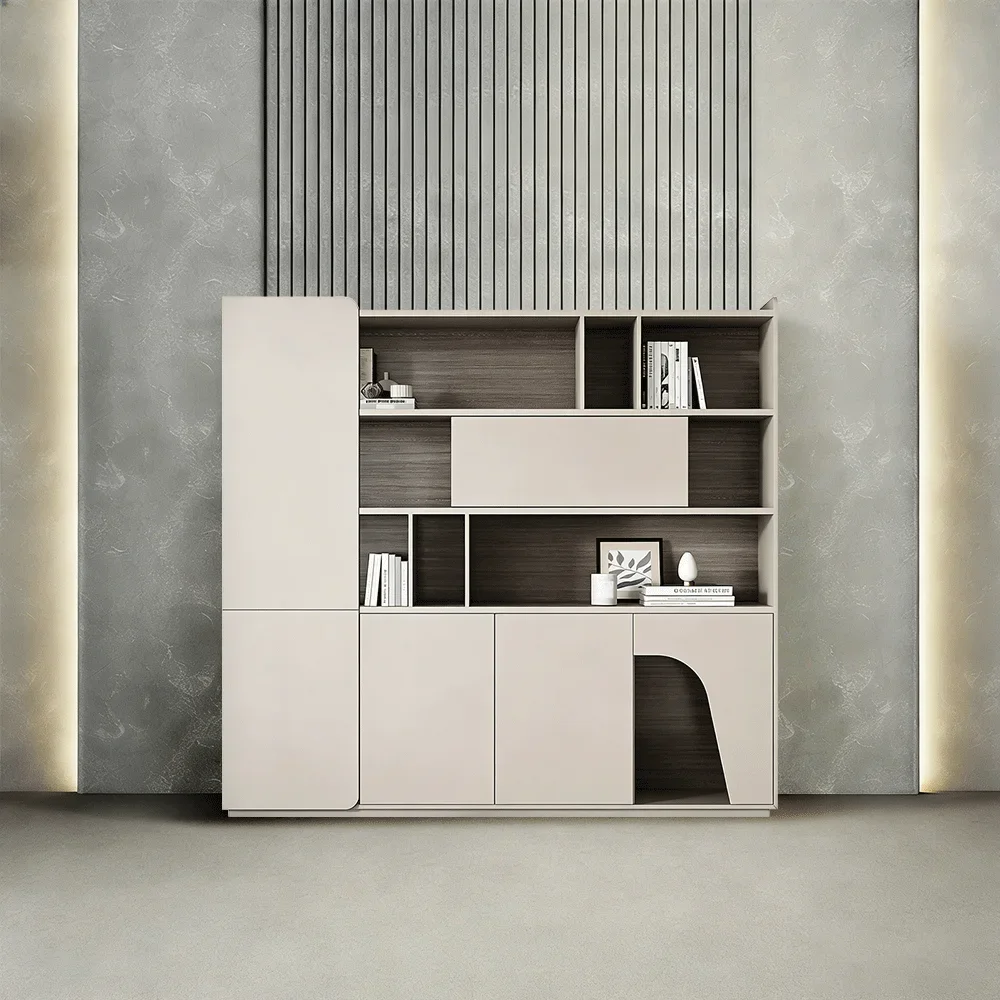 Contemporary Office Bookcase and Display Cabinet Combo