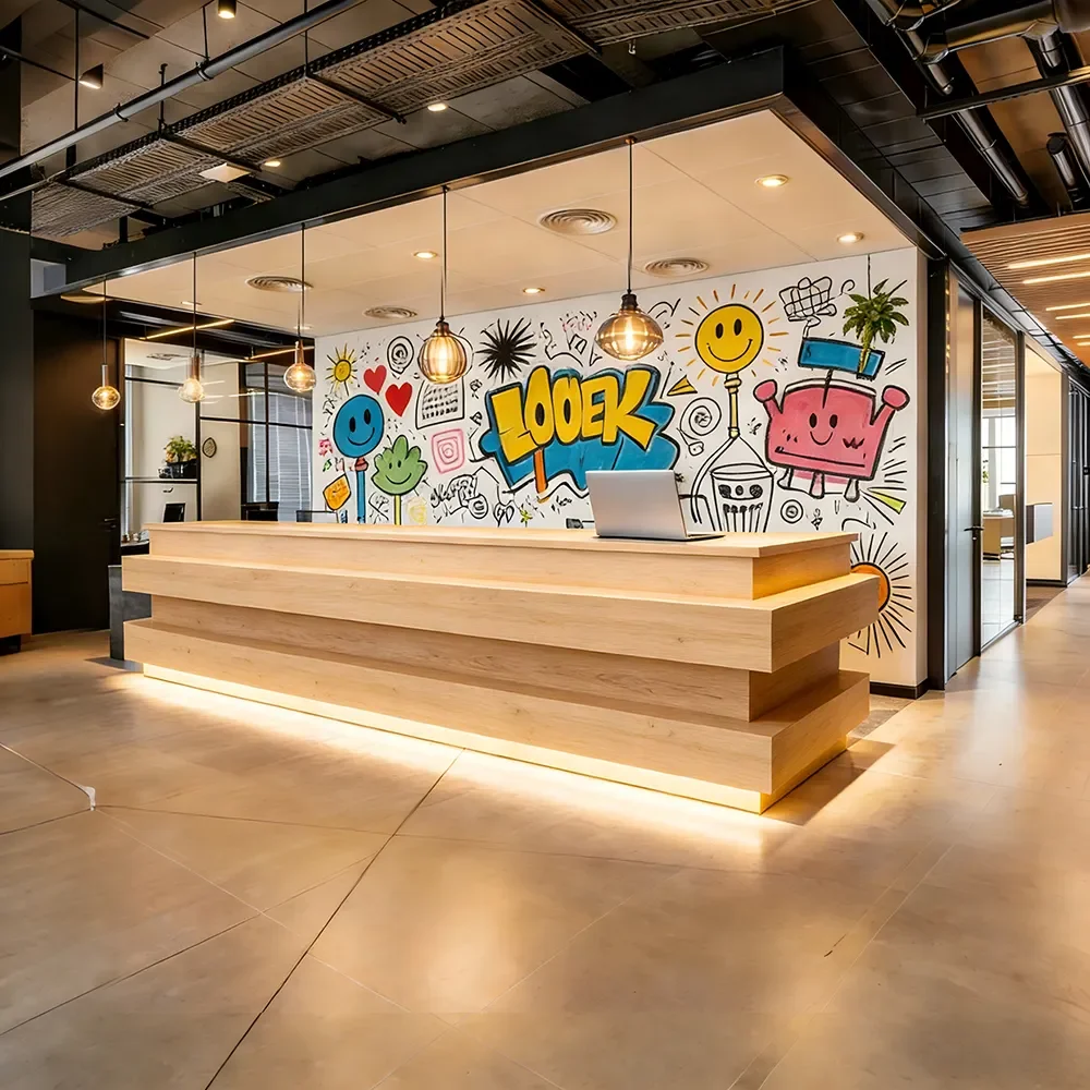 Modern Layered Wood Reception Desk - Maoters