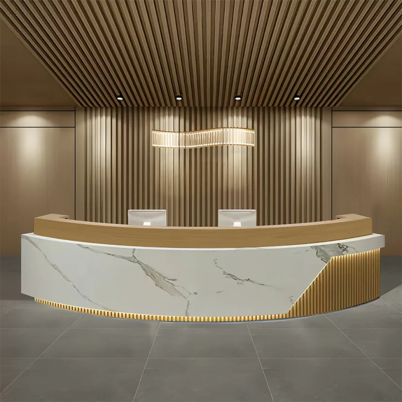 Modern Curved Marble Reception Desk - Maoters
