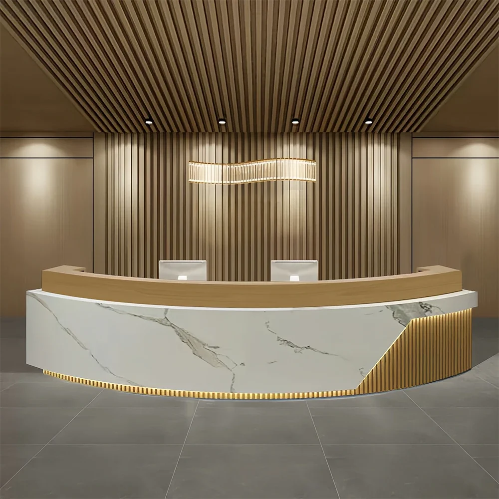 Modern Curved Marble Reception Desk - Maoters