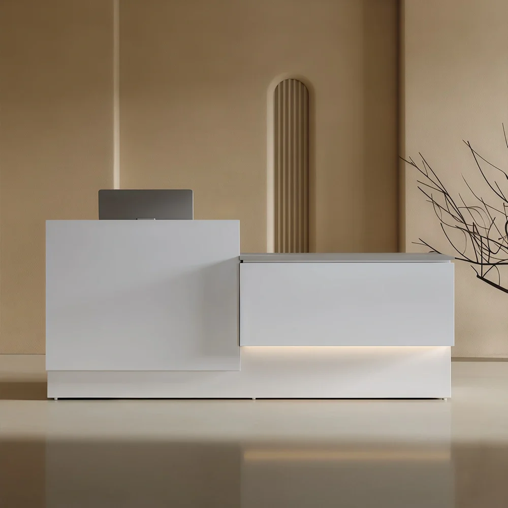 Minimalist Premium White Reception Desk - Maoters