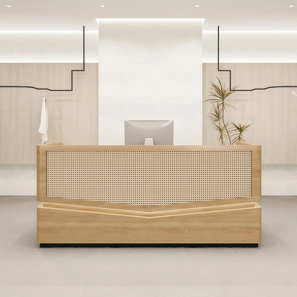 Modern Woven Rattan Reception Desk - Maoters
