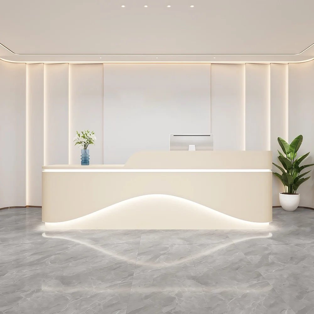 Elegant Beige-style Reception Desk - Maoters