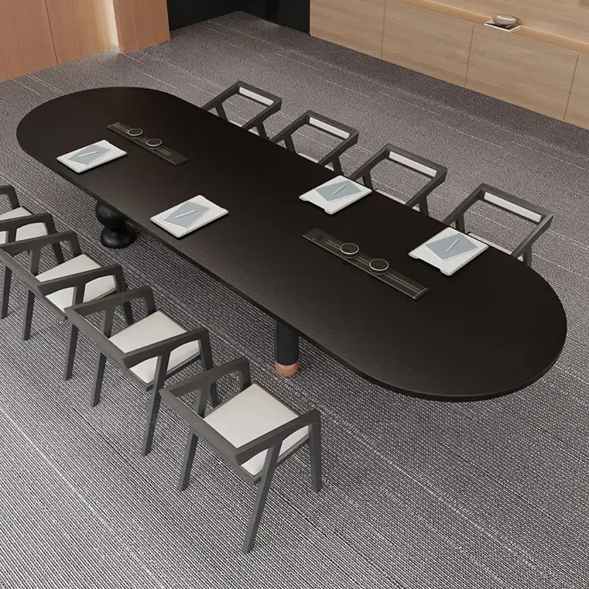 Modern Oval Conference Table with Cable Management - Maoters