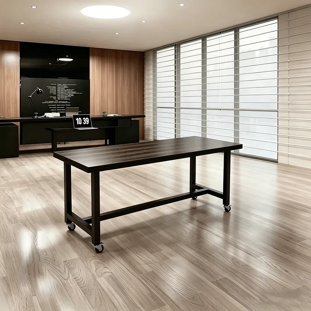 Portable Black Solid Wood Conference Table - Maoters