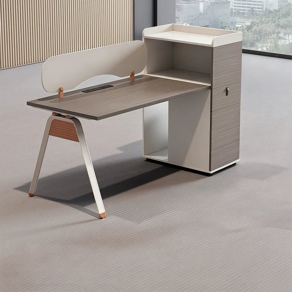 Employee Computer Desk with High Cabinet