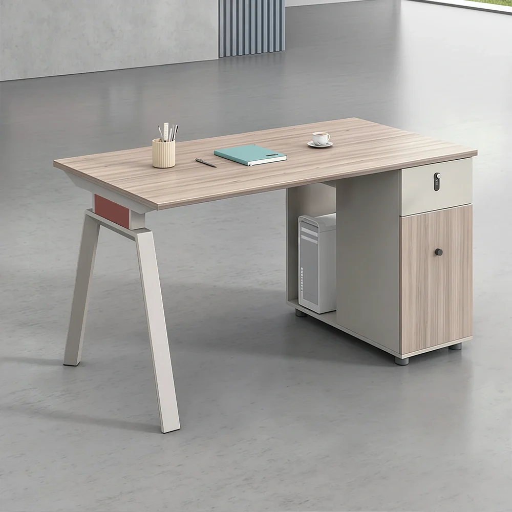Employee Desks with Partitions and Cabinets