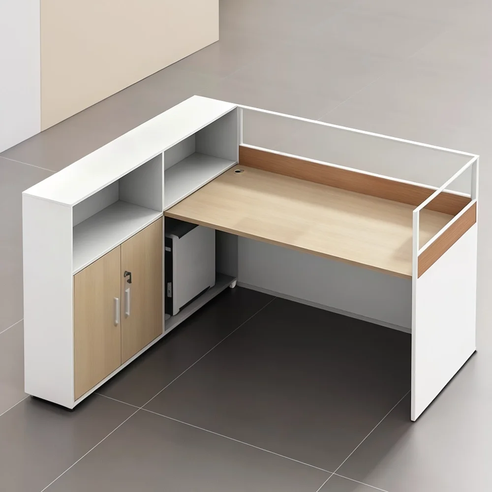 Modern Office Desk with Integrated Storage Unit