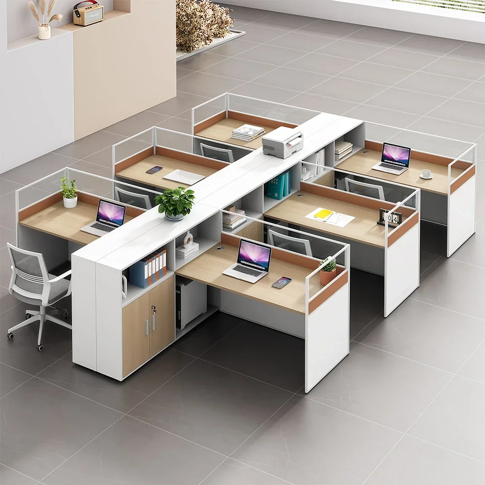 Modern Office Desk with Integrated Storage Unit