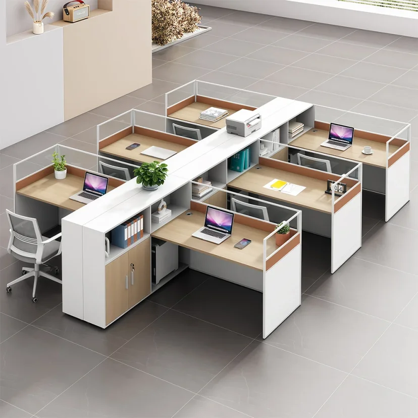 Modern Office Desk with Integrated Storage Unit