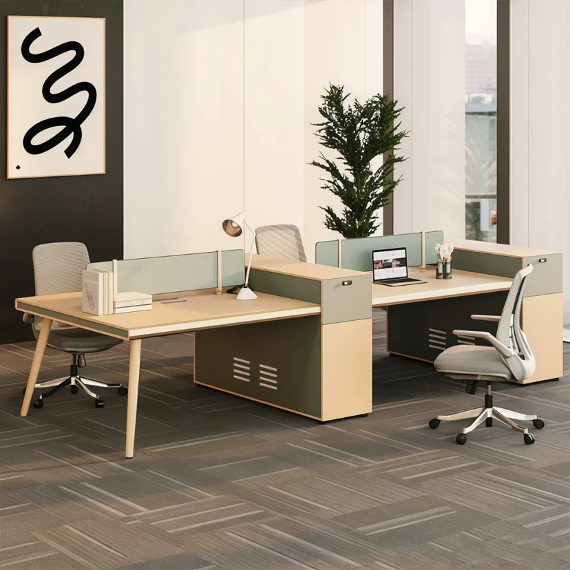 Office Desk with Partition for Employee Workstations