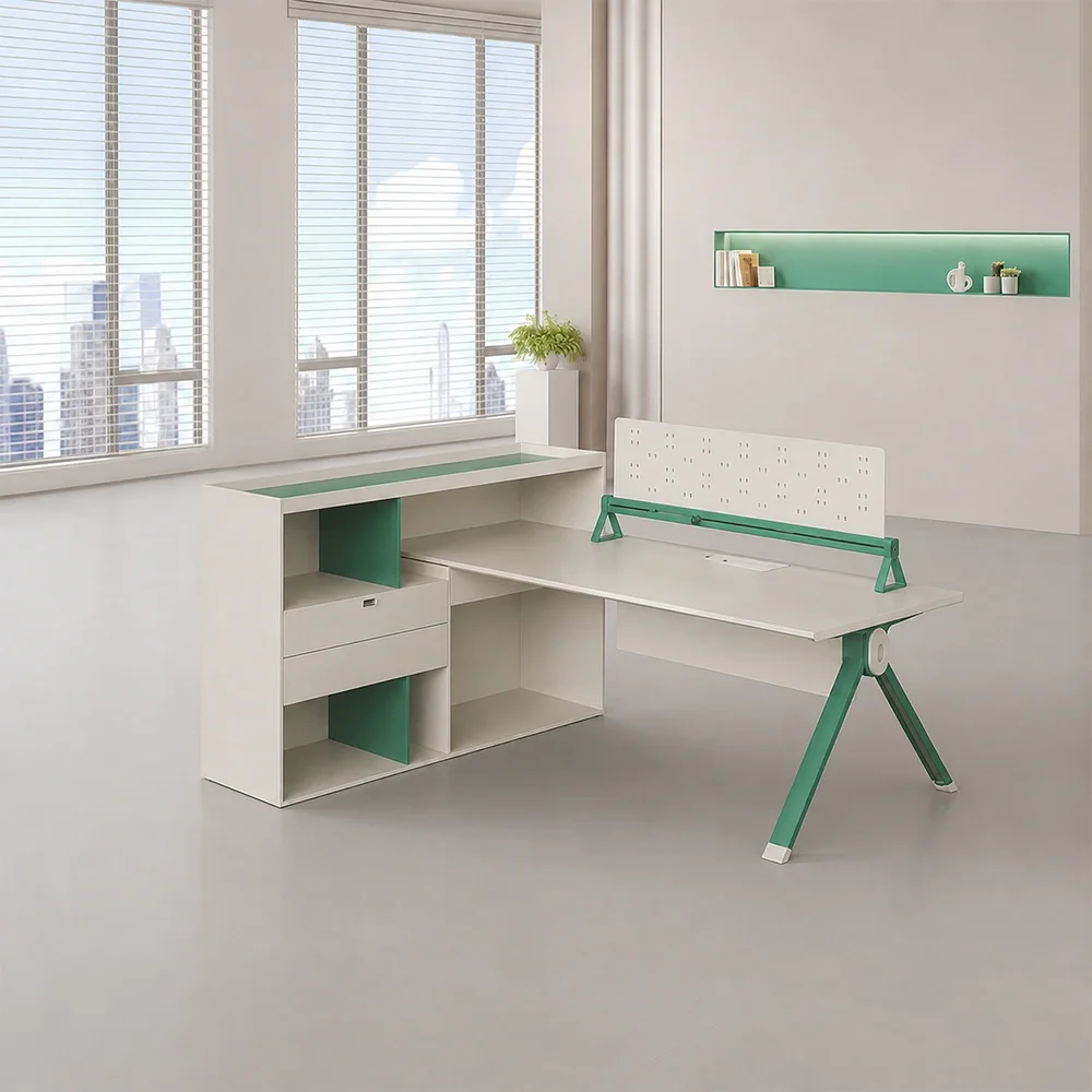 Office Desk with Pegboard for Employee Workstations