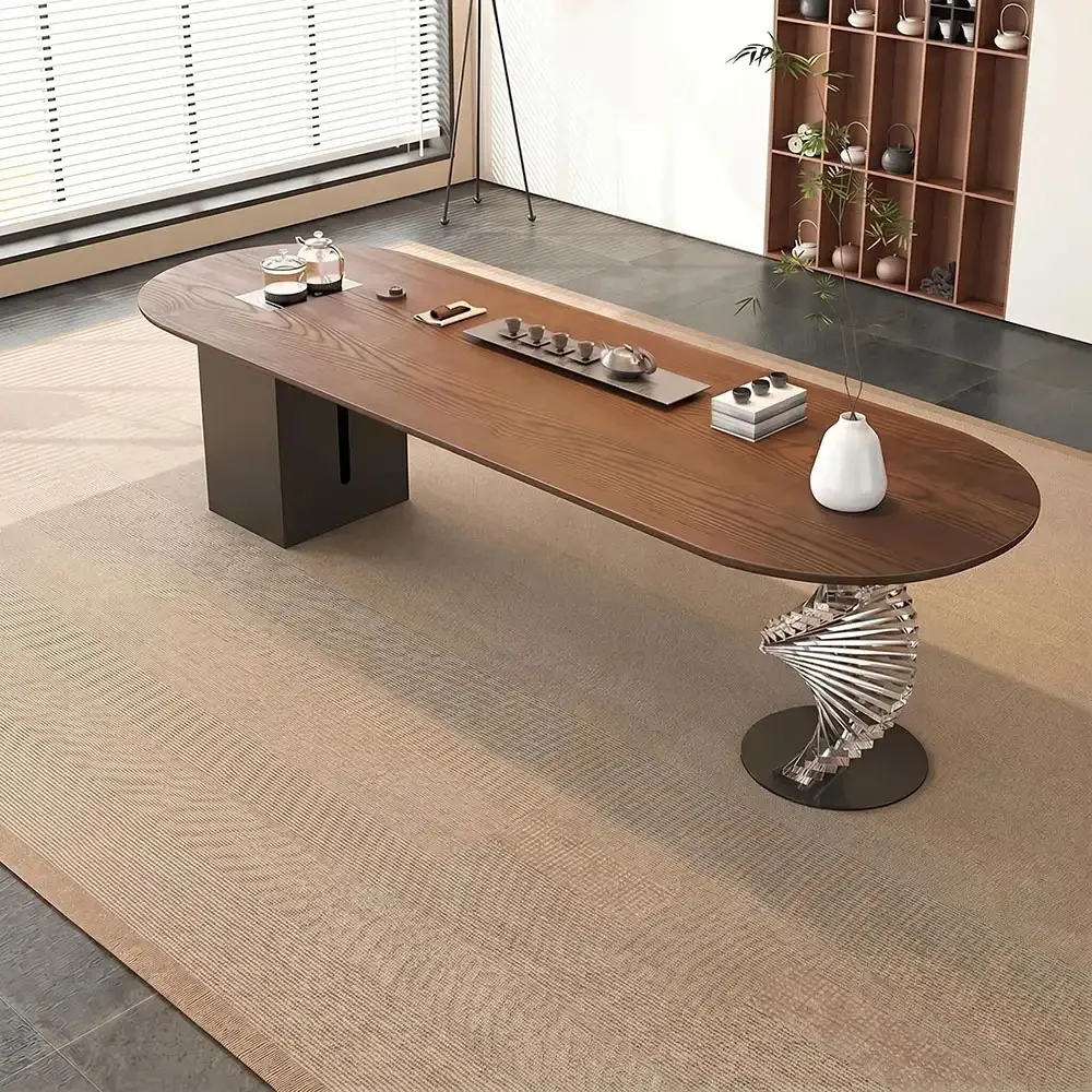 Tea Room Oval Dark Wood Conference Table - Maoters