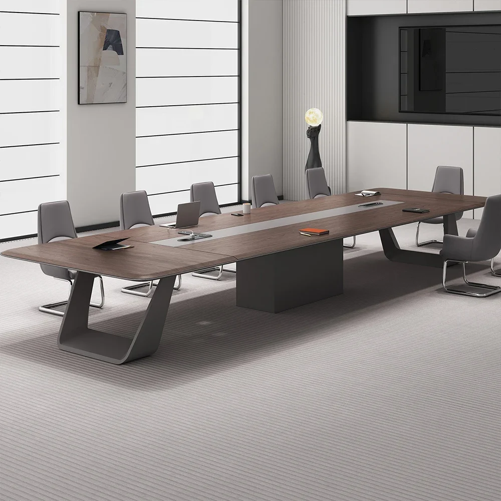 Modern Luxury Wood Conference Table with Cable Management - Maoters
