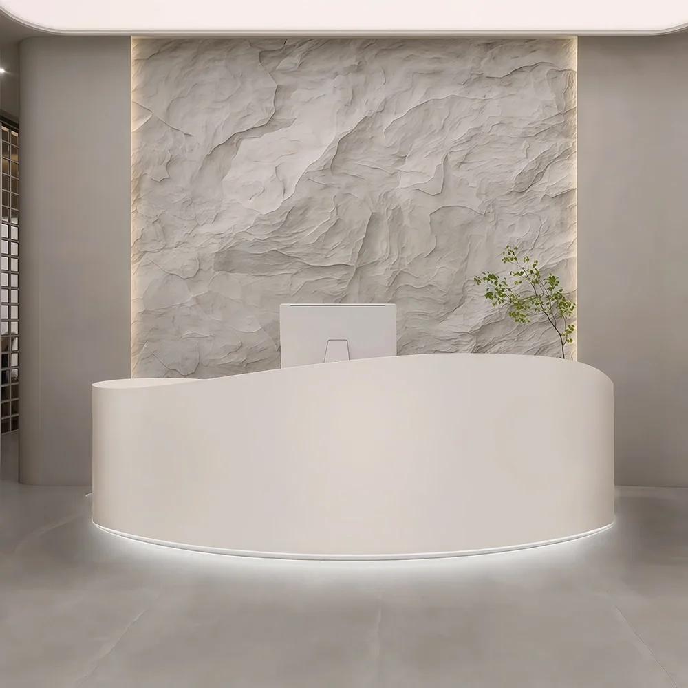 Minimalist Modern Curved Reception Desk - Maoters