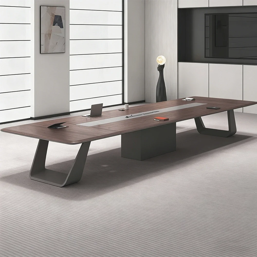 Modern Luxury Wood Conference Table with Cable Management - Maoters