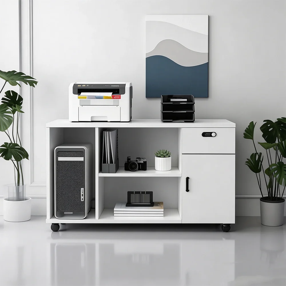 White Office Cabinet for Printer and Files