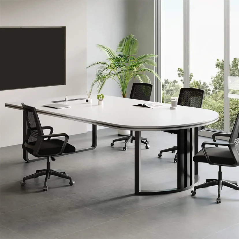 Bright Office Rounded White Conference Table - Maoters