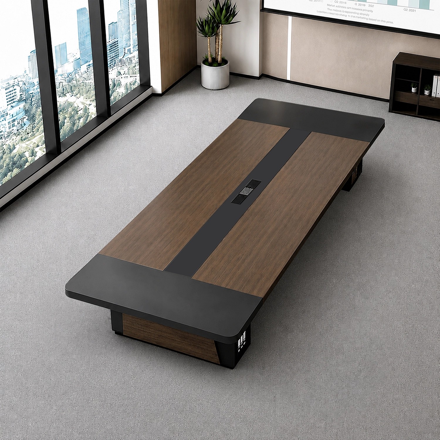 Modern Minimalist Long Conference Table Rectangular Meeting Desk for Office