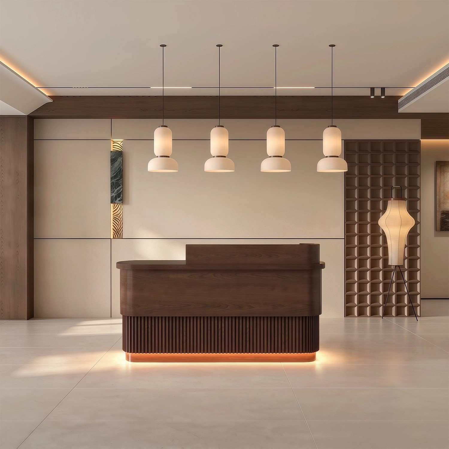 Minimalist Wabi Sabi Reception Counter
