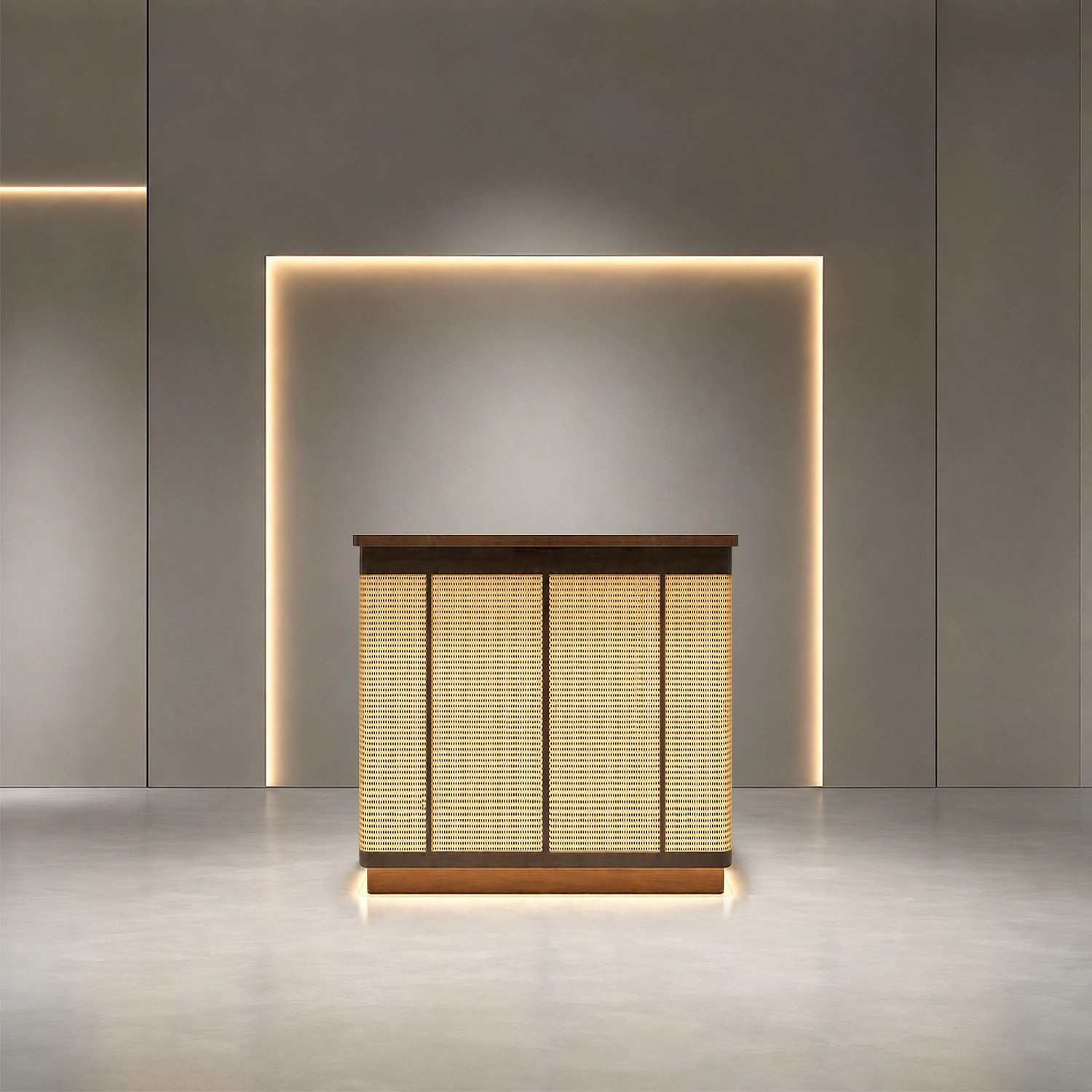 Wabi-sabi Style Reception Desk Made Of Rattan