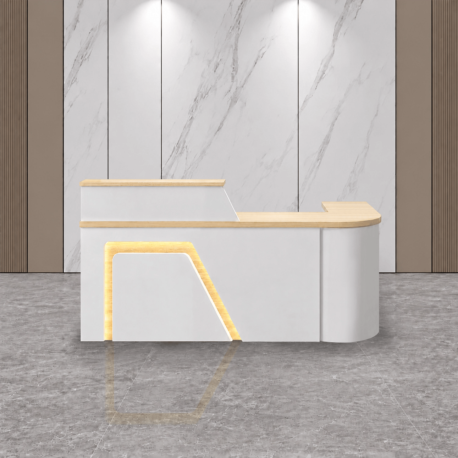 Classic And Versatile Rounded Cashier Reception Desk