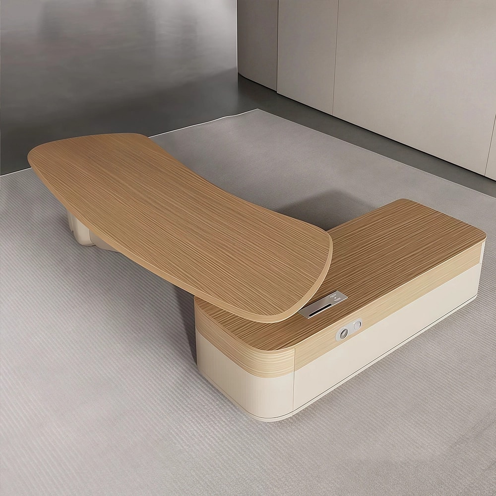 Modern Curved L-Shaped Executive Office Desk - Maoters
