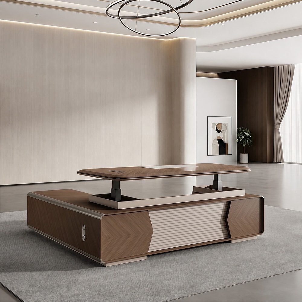 Contemporary Executive Office Desk with Electric Lift