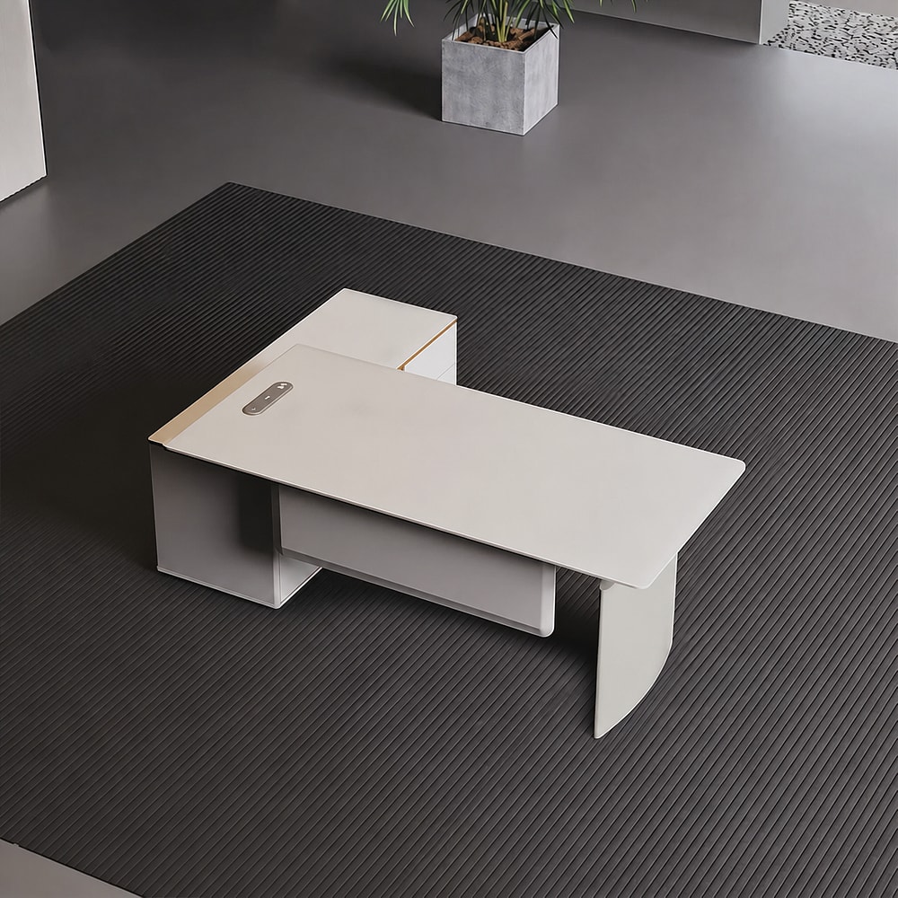 Beige Electric Standing Desk with Smart Dual Motor