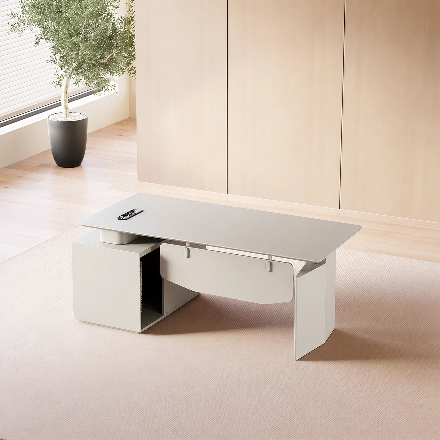 Elegant Light Luxury Office Desk — Simple Modern Design for Professional Home Office