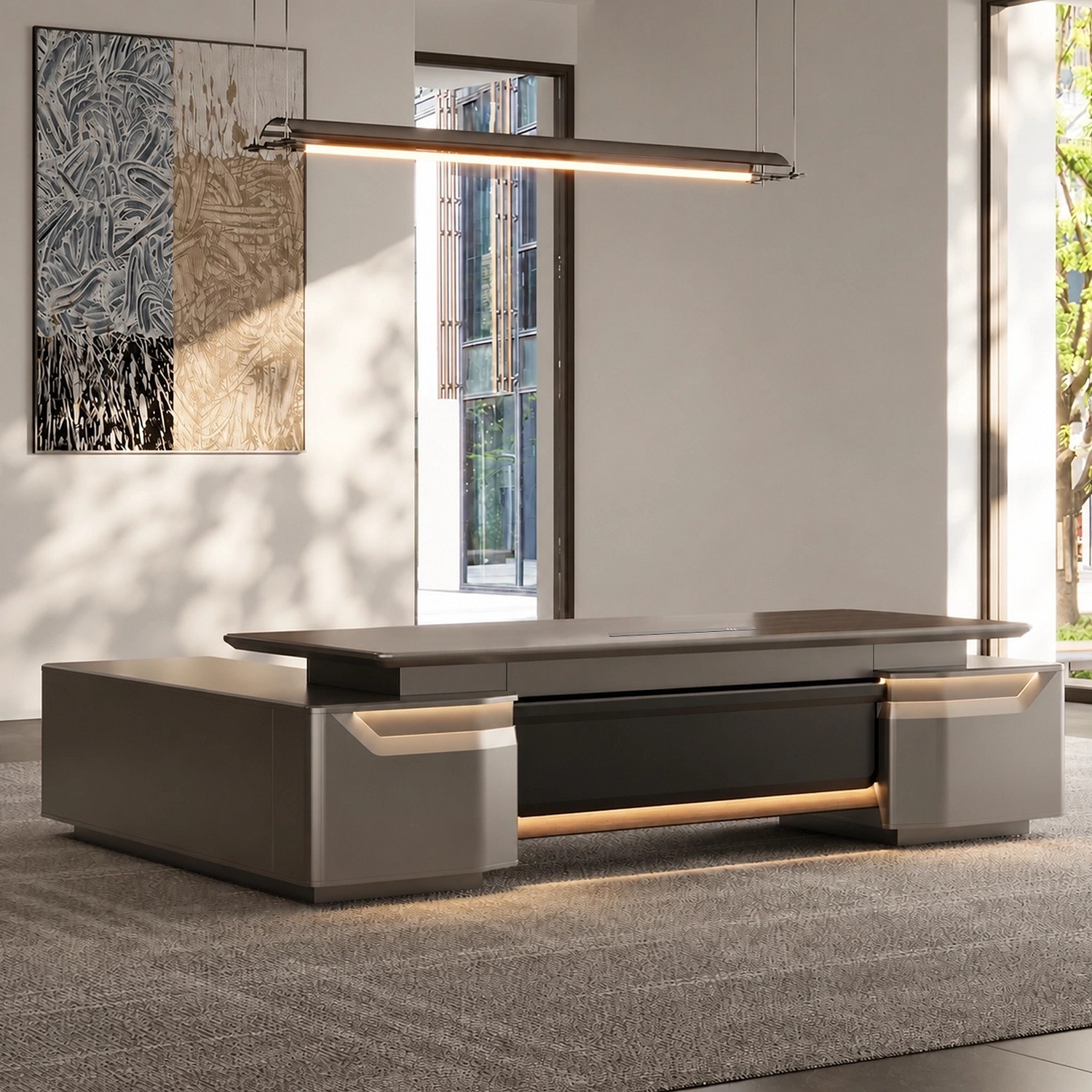Modern Executive Desk with Sculpted Design for Executive Offices – Maoters