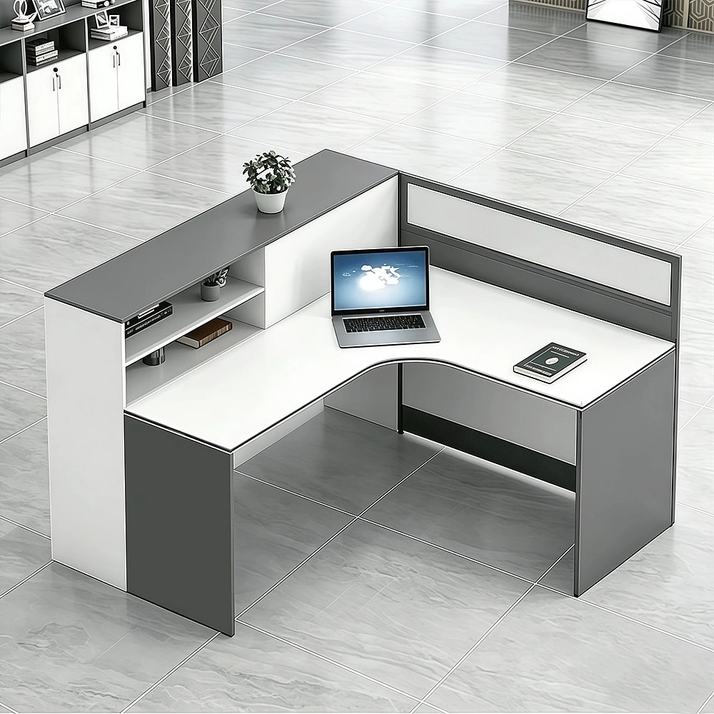 Modern Office Workstation With Storage Shelves - Maoters