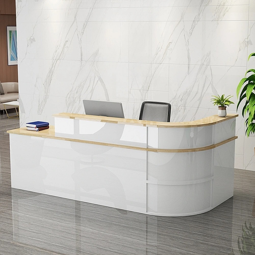 Modern Curved Corner Business Front Desk - Maoters