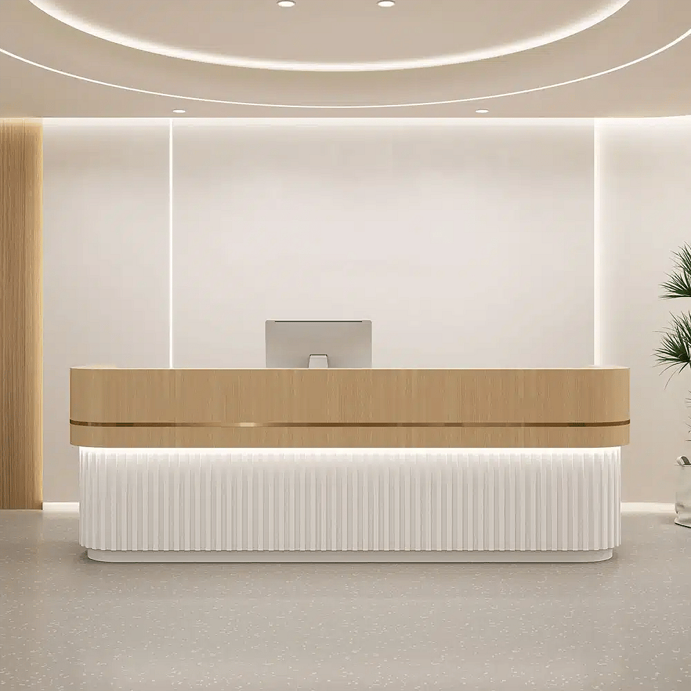 Office Reception Desk with Recessed Desktop - Maoters