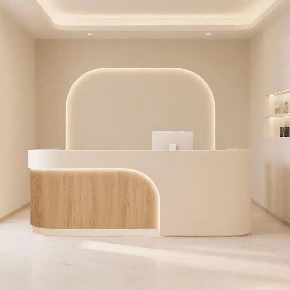Minimalist Rounded Reception Desk – Maoters