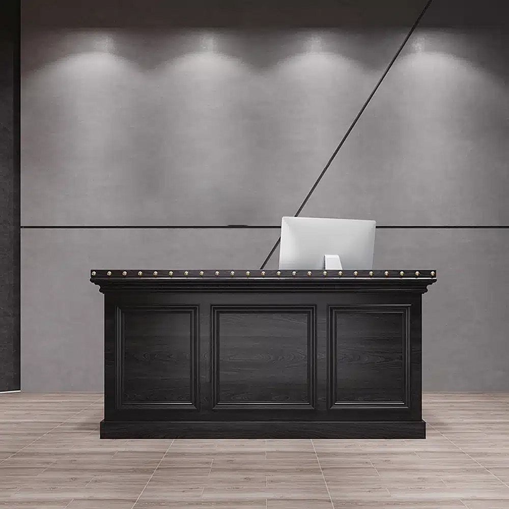 Retro Dark Wood Reception Desk - Maoters