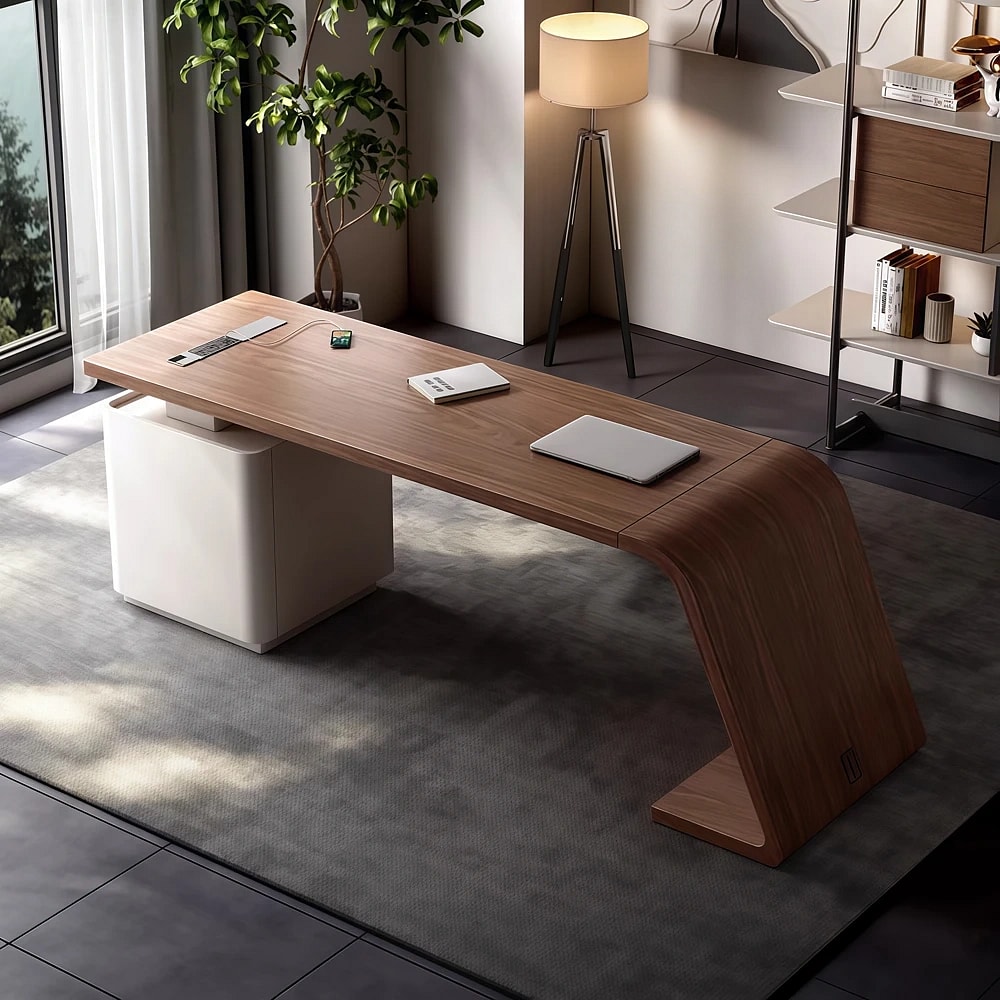 Modern Office Unique Bentwood Manager Desk - Maoters