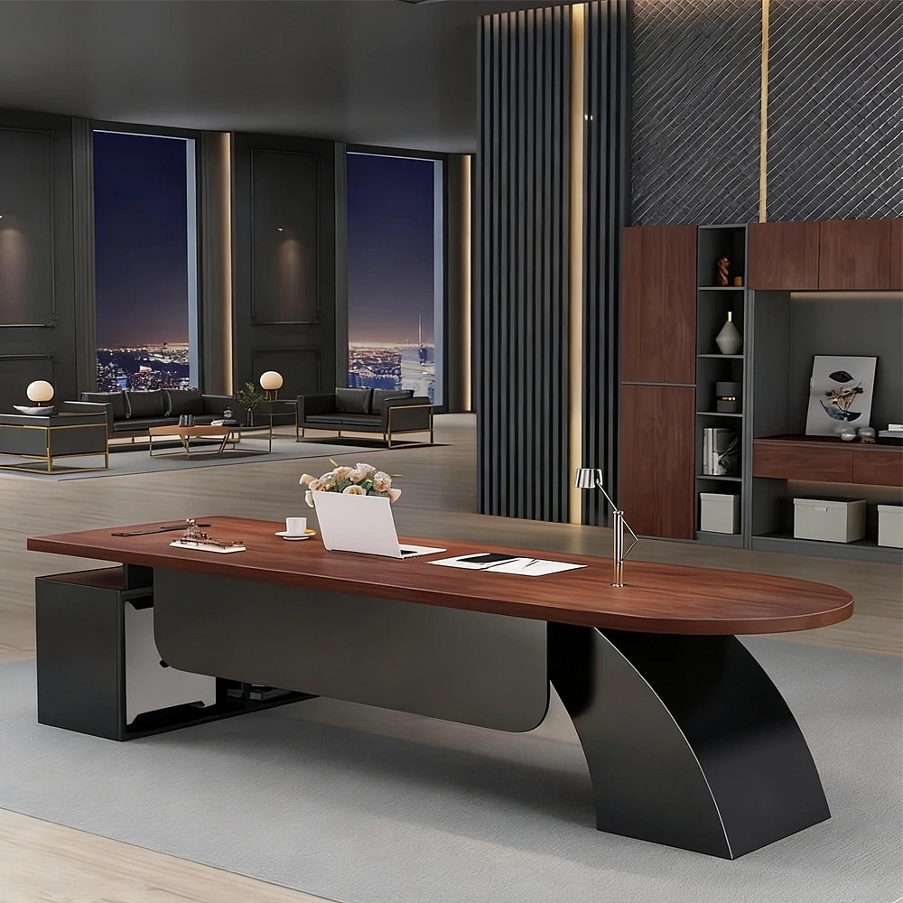 Modern Workspace Curved Base Desk - Maoters