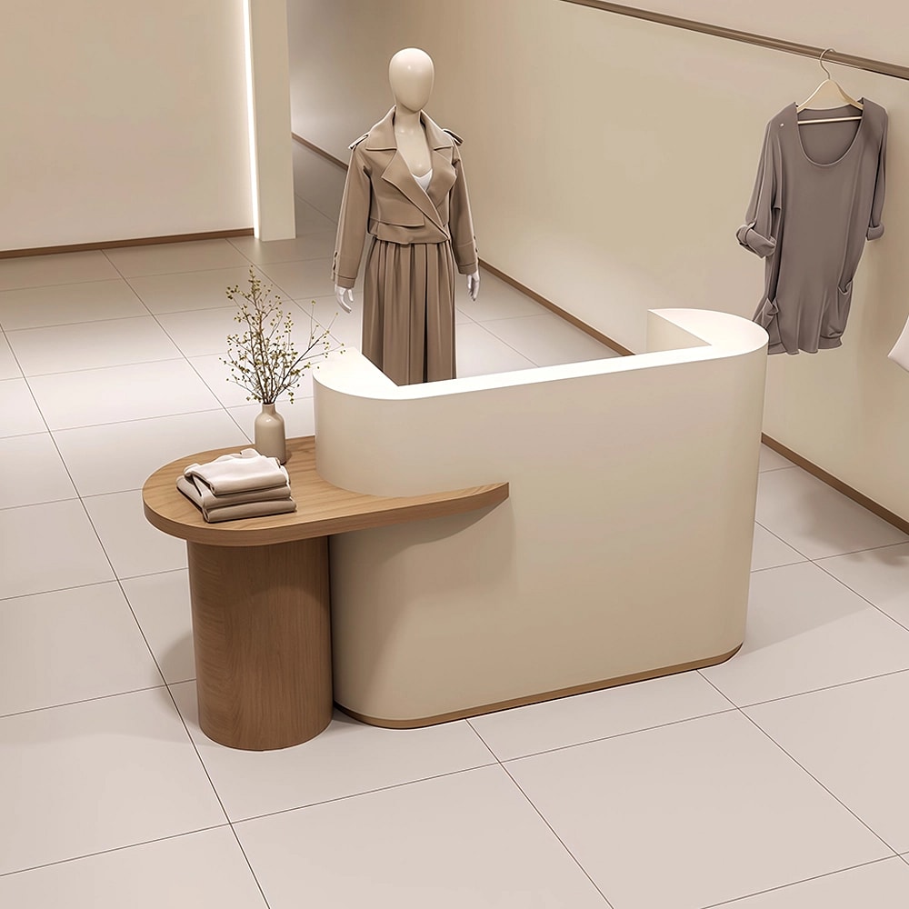 Curved Reception Desk for Clothing Shops - Maoters