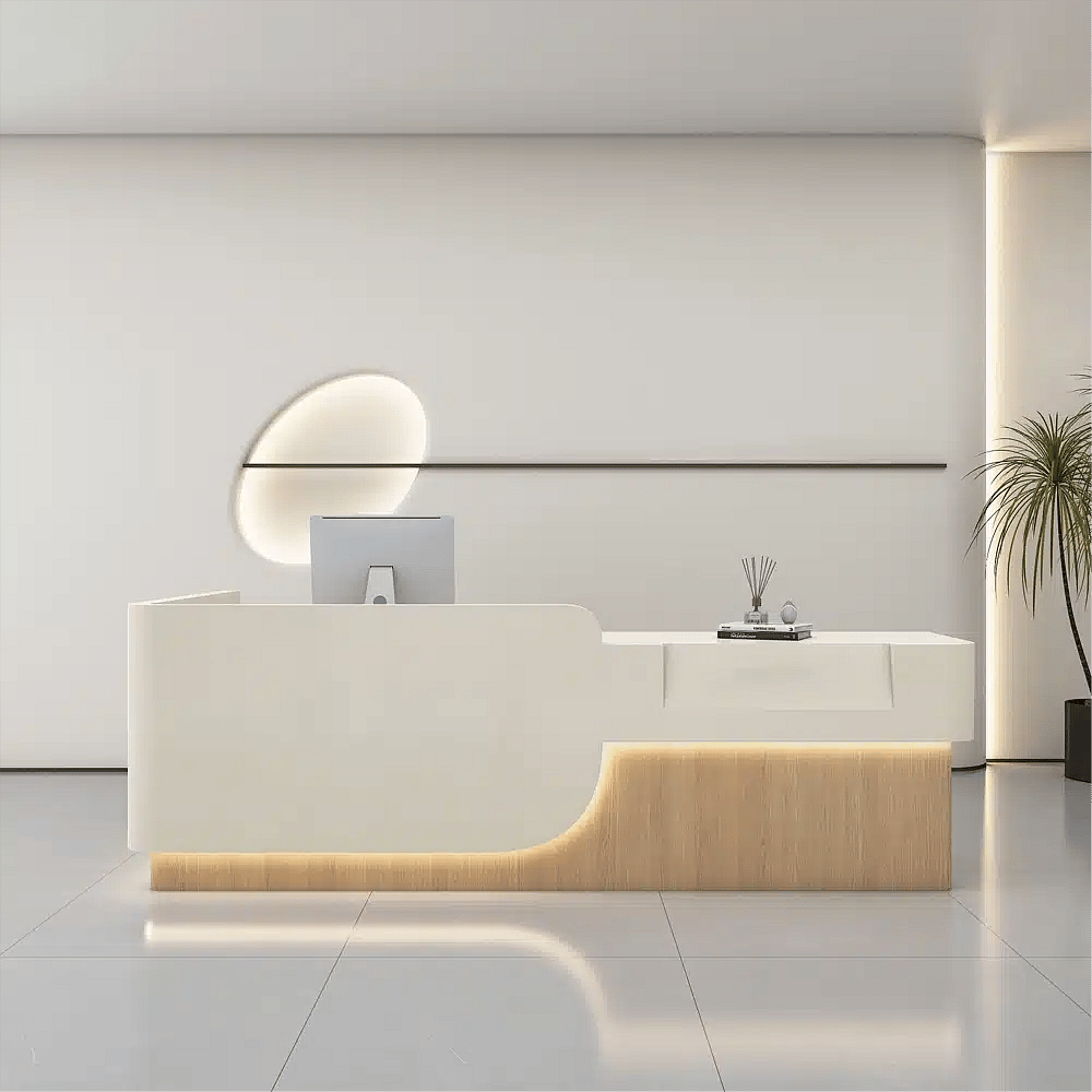 Soft Curve Two Tone Office Front Desk - Maoters