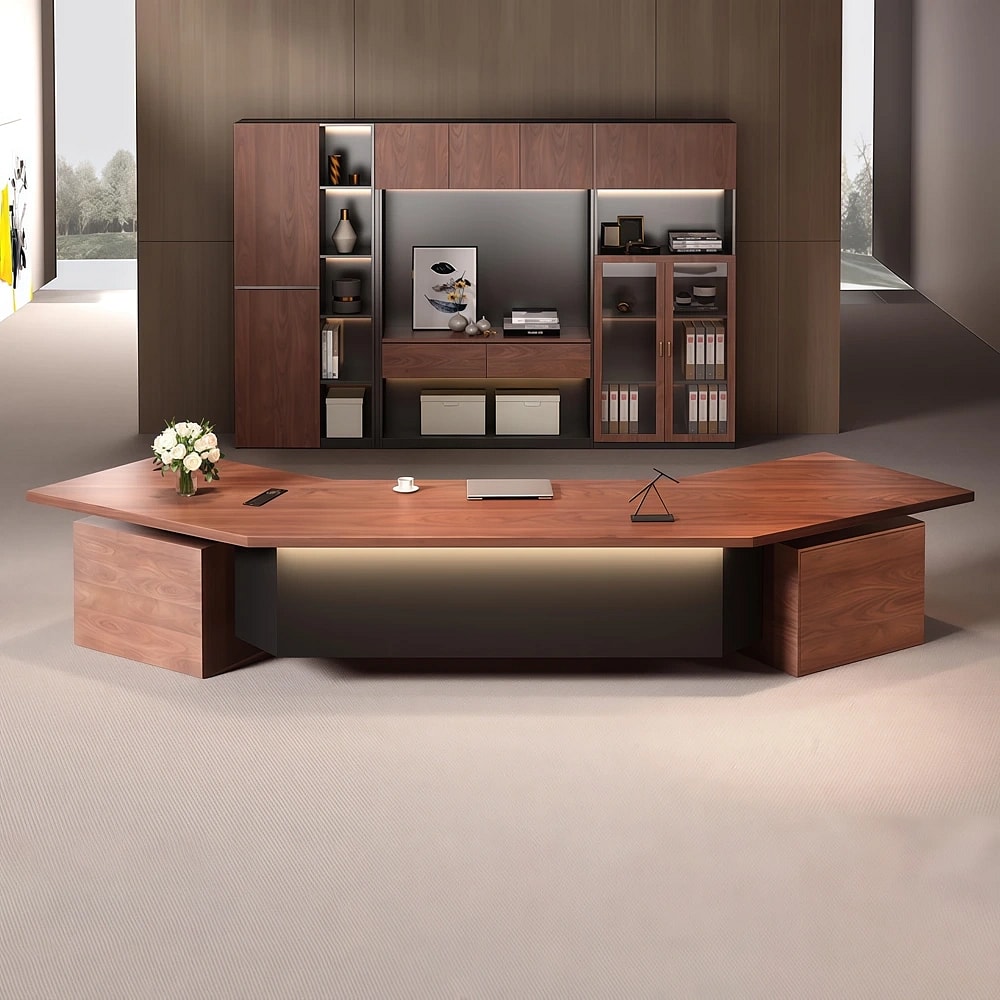 Spacious Office Hexagon LED Executive Desk - Maoters