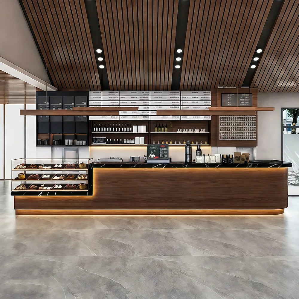Modern Café Wood Reception Desk - Maoters